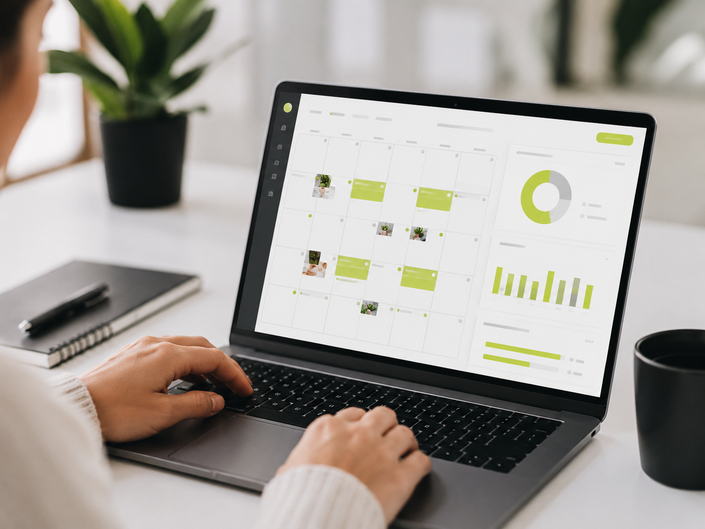 A marketer planning a campaign on a laptop